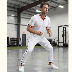 Maillot de football blanc à col en V et manches courtes pour homme, en maille respirante, coupe classique, toutes saisons, couleur unie, vêtements de sport - Product Image 2