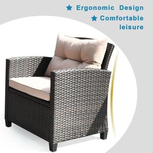 Set di Mobili da Esterno in Rattan a 4 Pezzi con Braccioli e Ripiano Inferiore, Elegante Tavolo da Patio - Product Image 6
