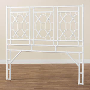 Sampson Tête de lit indépendante en rotin blanc bohème Meubles de chambre élégants - Product Image 1