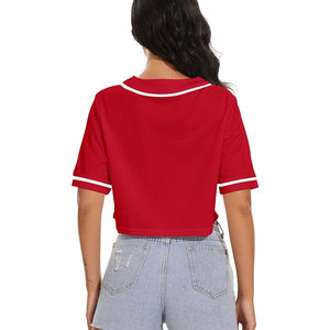 T-shirt court pour femme, style maillot de baseball, boutonné, col en V, manches courtes, haut d'été mignon, chemise de softball pour filles et femmes - Product Image 3