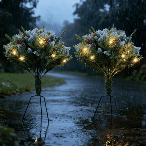 Albero di Natale Artificiale Realistico con 8 Modalità di Illuminazione, 50 LED Caldi, Timer Automatico, Impermeabile IP44, Funzionamento a Batteria, con Supporto in Vaso - Product Image 4