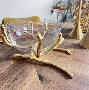 Juego de Tazones Decorativos de Estilo Bohemio con Borde Dorado, Tazones de Madera Hechos a Mano - Product Image 6