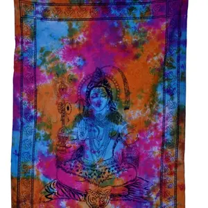 印度棉花湿婆勋爵印花挂毯壁挂装饰波西米亚嬉皮士多扎染印度教神挂毯