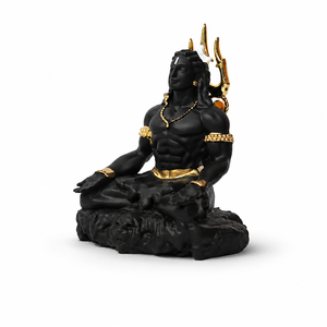 Black Resin Art Deco Lord Shiva <b>Statue</b> with <b>Gold</b> Accents Home Decoration Tabletop Figurine Foreign Culture Theme - Product Image 3