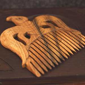 Peine para Barba Redondo de Madera, Hecho a Mano, Ecológico, Impermeable, Estilo Art Deco, Desenredante para Cabello, para Hombres, Mujeres y Salones - Product Image 2