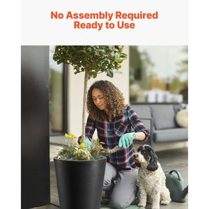 Ensemble de 2 jardinières noires de 24 pouces de hauteur, grandes jardinières pour fleurs et plantes, pour l'extérieur et l'intérieur, pour la véranda et le patio - Product Image 6