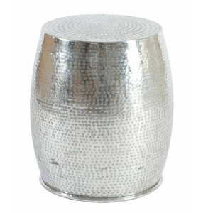 Table d'appoint de tambour en aluminium à motif martelé de vente chaude avec finition antique Table d'extrémité décorative de chambre à coucher moderne et Table basse - Product Image 3