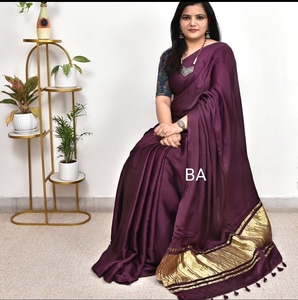 Sari en soie Gajji pure, élégant, doux, artisanal, traditionnel indien - Product Image 3