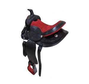 Selle de cheval Western en cuir de buffle avec rembourrage rouge, quincaillerie en cuir, arceau en bois, modèle Srs00155, taille 17 pouces - Product Image 5