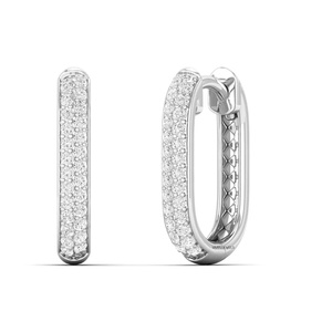 Luxury Double <b>Row</b> Round Cut Lab Grown Diamond Hoop Earrings in 10K 14K 18K Gold 925 935 Sterling Silver Fine Jewelry - Product Image 3