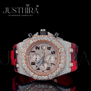 Elegante reloj con diamantes cultivados en laboratorio, con piedras brillantes y un diseño atemporal para el lujo diario, procedente de la India. - Product Image 2