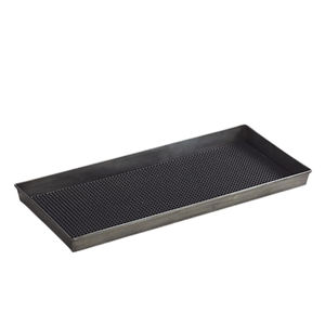 Plateau à chaussures rectangulaire en teck au design moderne avec incrustation en tissu bleu pour l'intérieur et l'extérieur, en vente en gros - Product Image 4