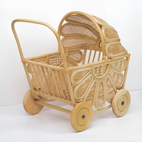 Poussette de poupée en rotin de style vintage, faite à la main, en osier rétro, poussettes pour poupées, jouets pour tout-petits