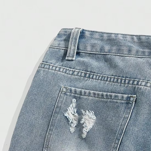 Pantalones Cortos Anchos de Pana para Hombre, Diseño Cielo Estrellado, Desgastados, con Dobladillo Deshilachado, Estilo Urbano, 100% Algodón, Secado Rápido - Product Image 5