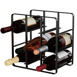 Étagère murale moderne en métal noir pour le rangement et la présentation du vin avec porte-verres intégré, bar décoratif multifonctionnel - Product Image 5