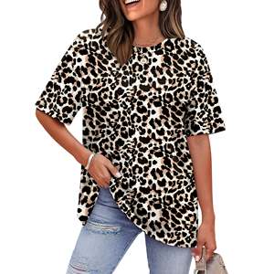 OEM Made Premium Quality Vintage All Over Print Animal Skin Printed 240 GSM 100% Cotton Drop Shoulder Oversized Women's T-Shirt - Product Image 2