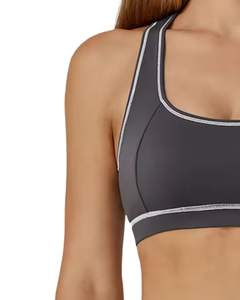 Custom <b>Women</b> Dark Grey White Contrast Sports Bra And High Waist <b>Leggings</b> Set Stretch Yoga Fitness Gym Wear Custom OEM Wholesale - Product Image 4