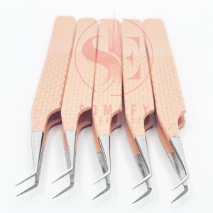 Pinzas de extensión de pestañas mate desnudas profesionales personalizadas aplicador de punta de fibra de acero inoxidable de etiqueta privada de gama alta sostenible - Product Image 6