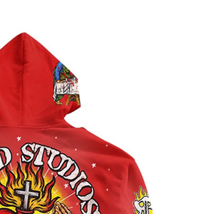Men's Red <b>Hoodie</b> Hip Hop Streetwear Religious Graphic Digital Printing Sweatshirt <b>Summer</b> OEM Service 100% Cotton - Product Image 3