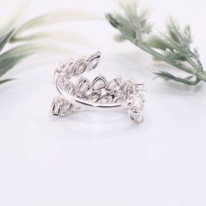 Elegant White Gold Multi <b>Row</b> Marquise Pear Lab Diamond Bypass Ring Snake Wrap Leaf Floral Statement Fine Jewelry <b>Gift</b> Women - Product Image 2