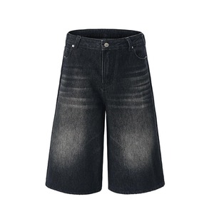 Shorts en jean d'été RELEVO INDUSTRY pour homme, coupe droite décontractée, style américain, séchage rapide, taille mi-haute, délavage acide, 100 % coton - Product Image 1