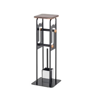 Porte-papier toilette moderne sur pied avec dessus en bois et design à niveaux pour salle de bain - Product Image 6