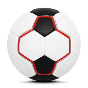 Ballon de football blanc, noir et rouge, en cuir durable, professionnel, pour entraînement en intérieur/extérieur, emballage carton, 0,4-0,45 kg - Product Image 1