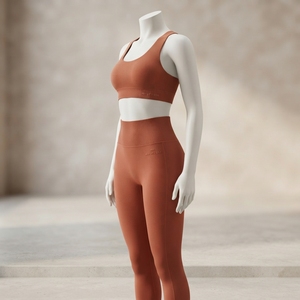 Ensemble de yoga pour femmes, soutien-gorge de sport sans couture orange, leggings taille haute, ensemble de deux pièces pour la salle de sport, la remise en forme et les entraînements - Product Image 1