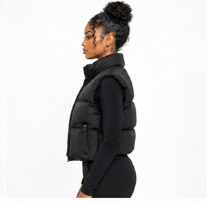 Chaleco Acolchado Personalizado con Logotipo, Cuello Alto, Sin Mangas, Cálido, Impermeable, Estilo Safari para Mujer - Product Image 4