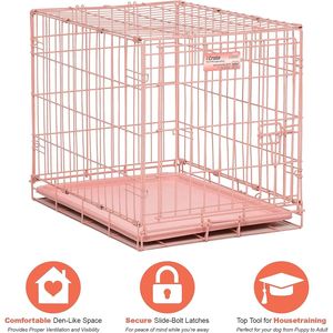 Gabbia per Cani Pieghevole da 24 Pollici Rosa per Razze Piccole 12-20 Libbre con Porta Singola e Pannello Divisorio, Gabbia per Animali Domestici alla Moda - Product Image 2