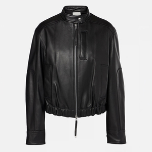 Chaqueta de cuero personalizada para mujer con cremallera en los puños, abrigo informal, chaqueta de motociclista de piel de oveja premium OEM para mujer, varios modelos - Product Image 2