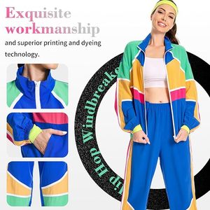 Conjuntos Deportivos de Mujer Estilo Años 80 y 90, Conjunto de 2 Piezas con Bloques de Color, Chaqueta Cortavientos - Product Image 5