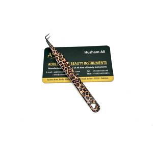 <b>Leopard</b> Print 65 Degree Slim <b>Boot</b> and 90 Degree Skinny Lash Tweezers Stainless Steel Custom Logo Printing - Product Image 4