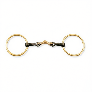 Loose Ring Tongue <b>Bite</b> Sweet Iron Single Joint Bit with Copper Centerpiece Equestrian Horse Bit - Product Image 2