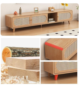 Meuble TV moderne en bois de luxe léger avec rangement dissimulé, finition chêne naturel ou brun vintage pour salon, chambre ou appartement - Product Image 5