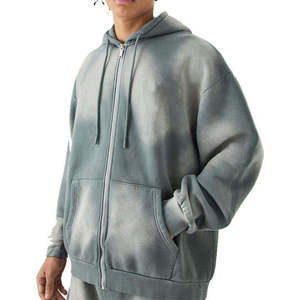 Sudadera con Capucha de Forro Polar con Efecto Degradado Tie-Dye, Manga Larga, Transpirable, Estilo Otoñal, Sudadera con Cremallera Extra Grande para Hombre - Product Image 1