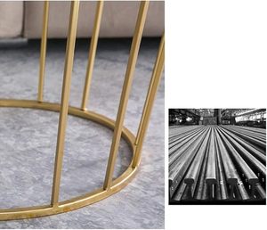 Modern Round <b>Marble</b> Top Side <b>Table</b> with Gold Wire Frame Isolated on White Background - Product Image 4