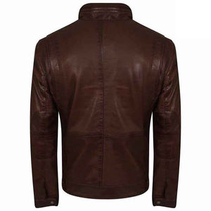 Chaqueta de Cuero Genuino para Hombre al por Mayor con Cuello Alto, Logotipo Frontal, Impermeable y Transpirable, Estilo Urbano, Cierre de Cremallera - Product Image 6