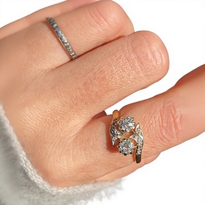 แหวนเพชรโบราณ ทองคำแท้ 14K/18K เพชรเจียระไนแบบโบราณ ดีไซน์ Toi Et Moi แหวนเพชรแบบพิเศษ เพชรเพาะเลี้ยงในห้องปฏิบัติการ สี D ความใส VVS แหวนสั่งทำพิเศษ - Product Image 1