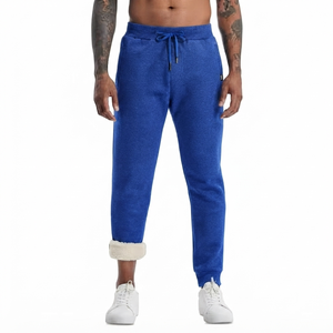 Wholesale Custom Men Lightweight Sherpa Fleece Lined Spring Warm Athletic Sweatpants Drawstring Waistband Slim Fit Anti-Pilling - Product Image 1
