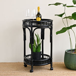 Carrito de comida móvil con ruedas de ratán natural, carrito de bebidas, carro para bebidas en venta al precio más bajo. - Product Image 2