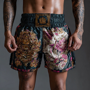 Shorts de Muay Thai à impression par sublimation, confortables, pour MMA, kickboxing, entraînement de boxe et combats de Muay Thai - Product Image 5