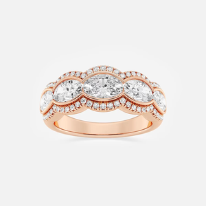Bague de luxe en diamant de laboratoire ovale à cinq pierres avec halo, 2,5 carats au total, bijou de mode, cadeau d'anniversaire - Product Image 1