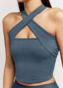 Soutien-gorge de sport pour femme en promotion – Haute qualité, extensible dans 4 directions, respirant, écologique, élasticité moyenne, XS personnalisable à l'avant - Product Image 4