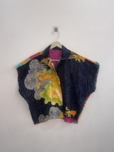 Handmade Vintage Kantha Boho <b>Quilted</b> Short Jacket Coat - Product Image 1
