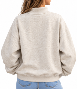 Sudadera con Cuello Alto Personalizada al por Mayor para Mujer, Sudadera Universitaria con Apliques Bordados, Ropa de Invierno de Algodón y Felpa - Product Image 3
