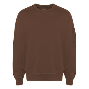 เสื้อสเวตเชิ้ตคอกลมสีน้ำตาลหนานุ่ม สไตล์สตรีทแวร์เรียบง่ายสำหรับผู้ชาย มีกระเป๋า - Product Image 1