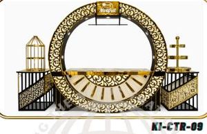 Chariot de présentation de buffet de mariage moderne et élégant en acier inoxydable sur mesure, livraison rapide pour événements de restauration en intérieur, hôtels et banquets - Product Image 5
