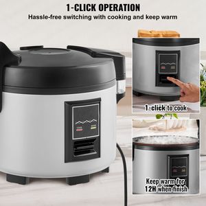 Cuociriso Commerciale da 60 Tazze con Pentola Interna Antiaderente Grande da 13,74 Qt/13 Litri, Cottura Rapida, Spina USA - Product Image 6