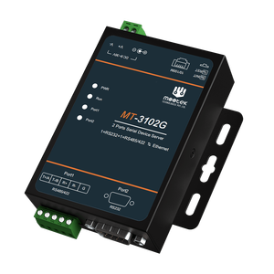Servidor de Dispositivos Serial a Ethernet MT-3102G, 2 Puertos RS232 RS485 RS422, Montaje en Pared, Industrial - Product Image 2